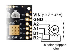 Connecting a bipolar stepper motor to the Tic T249.
