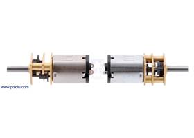 Micro metal gearmotor HPCB with long-life carbon brushes (left) next to one with precious metal brushes.