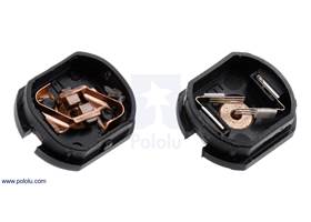 Micro metal gearmotor HPCB long-life carbon brushes (left) next to micro metal gearmotor HP precious metal brushes (right).