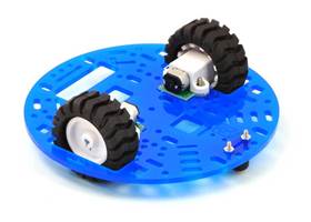 Pololu 5&quot; round robot chassis RRC04A with drive components and encoders mounted on top.