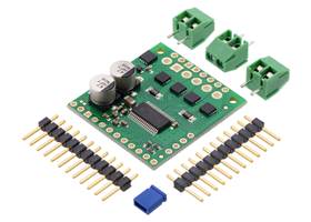 Pololu High-Power Stepper Motor Driver 36v4 with included headers, shorting block, and terminal blocks.