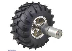 Dagu Wild Thumper wheel 120&#215;60mm (chrome) with Pololu 25D&nbsp;mm metal gearmotor.