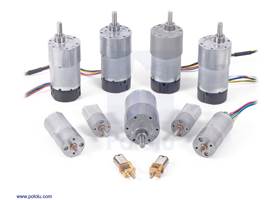 An assortment of Pololu metal gearmotors.