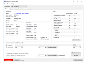 The Status tab of the Pololu Tic Control Center.
