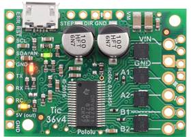 Tic 36v4 USB Multi-Interface High-Power Stepper Motor Controller (top view).