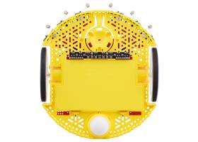 Bottom view of Romi chassis with 8-Channel QTRX Sensor Array for Romi/TI-RSLK MAX.