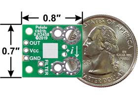 ACHS-712x current sensor carrier (cs01b), bottom view with dimensions.