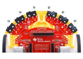 Left and right bumper switch assemblies mounted on a TI-RSLK MAX robot.
