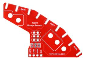 PCB for the Bumper Switch Kit for Romi/TI-RSLK MAX, top side for right assembly (bottom side for left assembly).