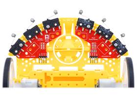 Left and right bumper switch assemblies mounted on a Romi chassis.