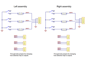 Schematic diagram of the Bumper Switch Assembly for Romi/TI-RSLK MAX.