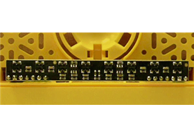 Demo of IR LED dimming on the 8-Channel QTRX Sensor Array for Romi/TI-RSLK MAX (as seen through an old digital camera that can see IR).