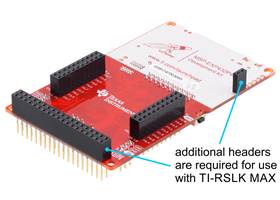 The TI MSP432 LaunchPad must be specially assembled with a 2&#215;19 stackable female header and a 1&#215;2 female header so it can plug into the TI-RSLK MAX Chassis Board.
