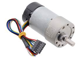 6.3:1 Metal Gearmotor 37Dx65L mm 12V with 64 CPR Encoder (Helical Pinion).
