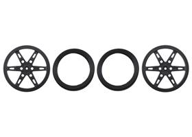Parts included with Pololu Wheel for Micro Servo Splines (20T, 4.8mm) &#8211; 60x8mm, Black, 2-Pack.