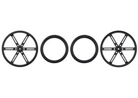 Parts included with Pololu Wheel for Standard Servo Splines (25T, 5.8mm) &#8211; 90x10mm, Black, 2-Pack.