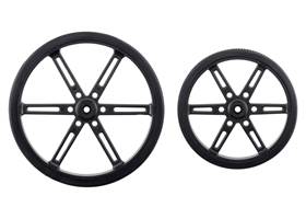 90&nbsp;mm and 70&nbsp;mm Pololu Wheels for Standard Servo Splines (25T, 5.8mm).