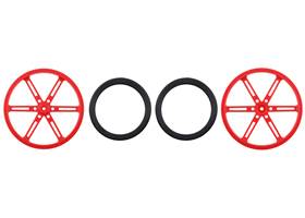 Parts included with Pololu Wheel for Standard Servo Splines (25T, 5.8mm) &#8211; 90x10mm, Red, 2-Pack.