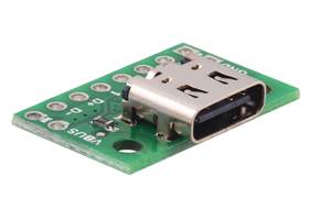 Close-up of Type-C connector on the USB 2.0 Type-C Connector Breakout Board (usb07b).