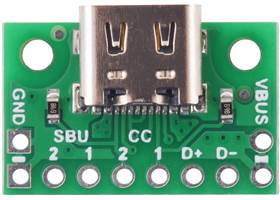 USB 2.0 Type-C Connector Breakout Board (usb07b), top view.