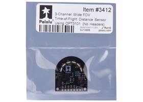 Standard packaging for the 3-Channel Wide FOV Time-of-Flight Distance Sensor Using OPT3101 (No Headers).
