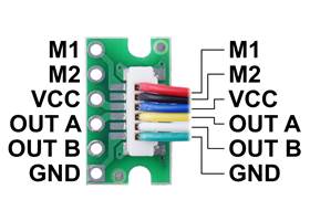 Pinout diagram of the Breakout for JST SH-Style Connector, 6-Pin Male Top-Entry.