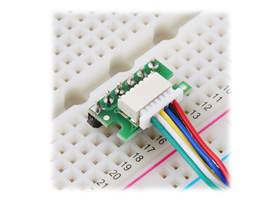 Breakout for JST SH-Style Connector, 6-Pin Male Side-Entry in a breadboard.