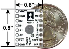 DRV8834 low-voltage stepper motor driver carrier with dimensions.