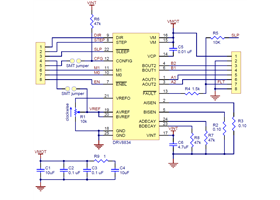 Schematic diagram for the DRV8834 low-voltage stepper motor driver carrier.