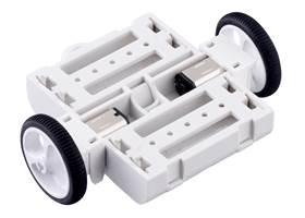 3pi+ Chassis Kit, front view with motors and motor clips installed in place of the outer skirt (motors not included).
