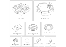 Contents of the 3pi+ Chassis Kit.