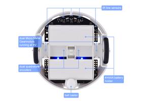 3pi+ 32U4 Robot features, bottom view.