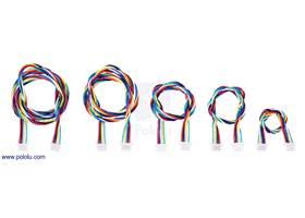6-Pin Female-Female JST SH-Style Cables (left to right: 63cm, 40cm, 25cm, 16cm, 10cm).