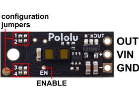 Pololu Digital Distance Sensor (25cm, 50cm, 100cm, or 200cm), top view with labeled pinout.