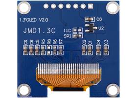 Graphical OLED Display: 128&#215;64, 1.3&quot;, White, SPI, bottom view.