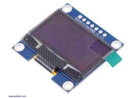 Graphical OLED Display: 128&#215;64, 1.3&quot;, White, SPI, shown as it ships with protective film covering.