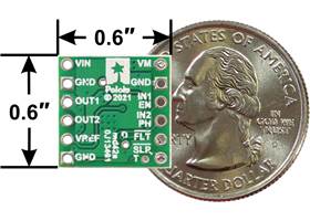 DRV8256E/P Single Brushed DC Motor Driver Carrier, bottom view with dimensions.