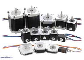Pololu&#8217;s assortment of stepper motors.