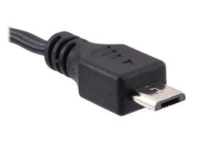 USB micro-B connector on Wall Power Adapter: 5.15VDC, 2.5A, USB Micro-B Connector, 18AWG 1.5m Cable.