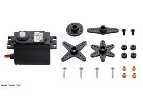 FEETECH Standard Servo FS5106B with included hardware (actual hardware might vary).