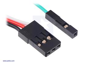 Servo and feedback connectors on the FEETECH servos with position feedback.