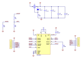 Schematic diagram for the DRV8874/DRV8876 Single Brushed DC Motor Driver Carrier.