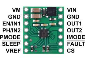 DRV8876 (QFN) Single Brushed DC Motor Driver Carrier, top view with labeled pinout.