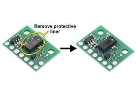 The VL53L5CX carrier might ship with a protective liner covering the sensor IC that must be removed before use.