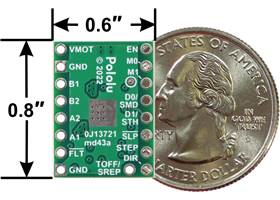 DRV8434A Stepper Motor Driver Carrier, bottom view with dimensions.
