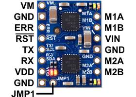 Motoron M2U256 Dual Serial Motor Controller pinout.