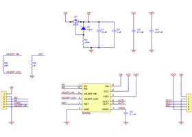 Schematic diagram for the MP6550 Single Brushed DC Motor Driver Carrier.