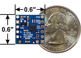 Motoron M1T256 Single I²C Motor Controller, bottom view with dimensions.