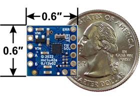 Motoron M1U256 Single Serial Motor Controller, bottom view with dimensions.