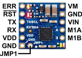 Motoron M1U256 Single Serial Motor Controller pinout.